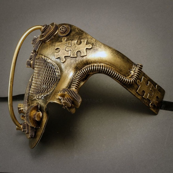 Phantom Opera Steampunk Masquerade Half Face Mask - Picture 3 of 4
